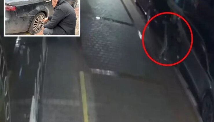 Alanya’da yaklaşık 20 aracın lastiklerinin kesilmesi güvenlik kamerasında