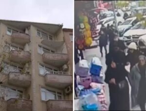 Balkondan parçalar koptu, yayalar son anda kurtuldu