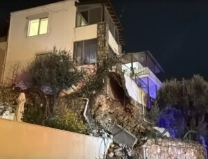 Bodrum’da sağanak; 1 evin istinat duvarı çöktü, yollar göle döndü