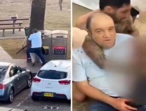 Dünya bu görüntüleri konuşuyor! Saldırgan, bir manav tarafından etkisiz hale getirilmiş