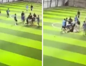 Halı sahada meydan savaşı! Birbirlerine acımadan vurdular