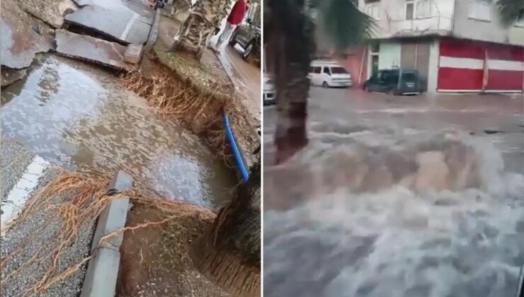İçme suyu borusu patladı: 3 mahalle göle döndü, yol çöktü