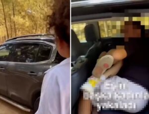 Kendisini aldatan kocasını arabada başka bir kadınla bastı