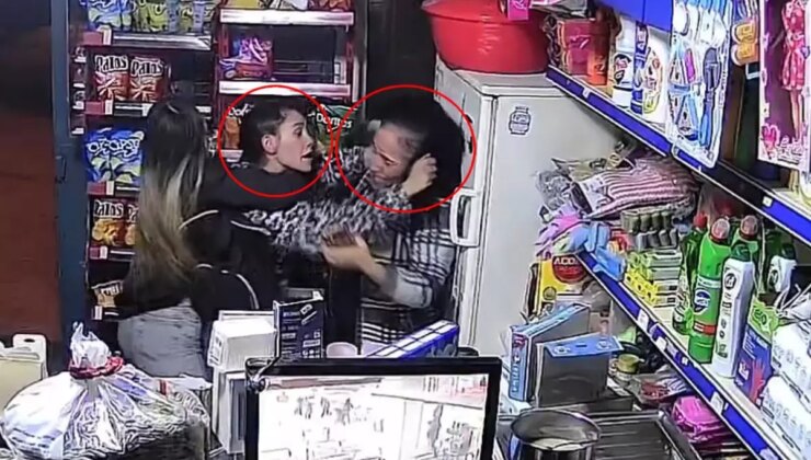 Markette gelin-kayınvalide kavgası! Kamera olan biteni anbean kaydetti