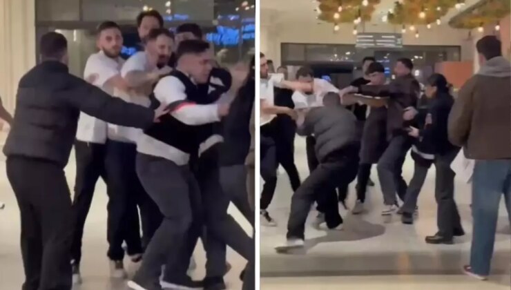 Nedeni bilinmiyor! AVM’nin ortasında birbirlerine girdiler