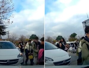 Okuldan çıkan öğrencilerin üzerine araba sürdü