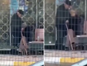 Otobüs durağında mide bulandıran olay! Yaşına başına bakmadan yaptıklarına bakın