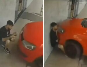 Yanlış pedal ölümle burun buruna getirdi: O anlar kamerada