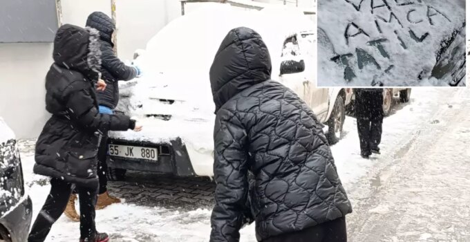 Şehirdeki çocuklar video çekti: Vali amca okulları tatil eder misiniz?